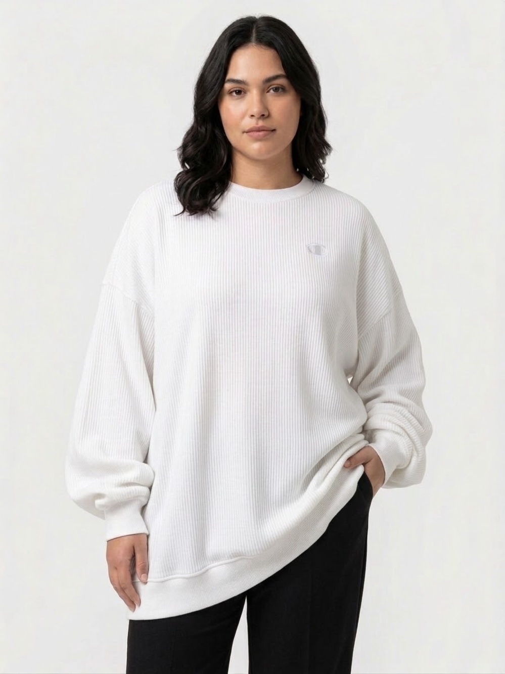 Aerie Offline Beyond Sweatshirt Oversized Waffle Crewneck White - Size Large